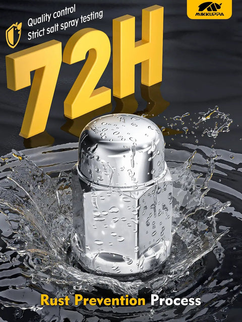 M12x1.5 Lug Nuts Replacement Set splash test with chrome finish showing rust prevention and quality control features