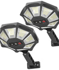 Eight Sided Solar Outdoor Lights With Motion Sensor, 168 LED 6500K Dusk To Dawn Flood Light shown from below angle
