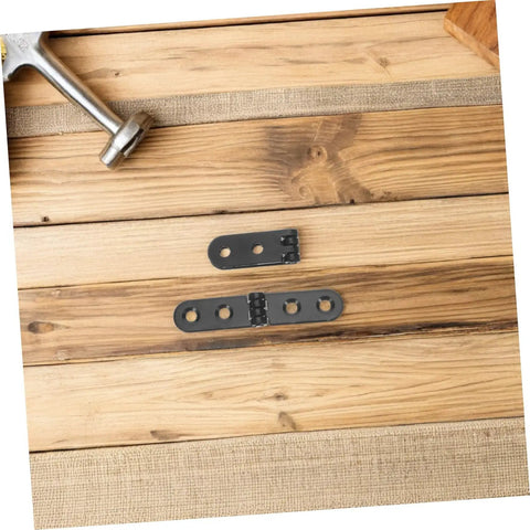 Heavy Duty Folding Table Hinges Set 12 Pieces Black Round Edge Desk Hinge Hardware 76x15x2mm on wooden surface