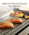 Foil Lux Disposable Grill Liners 19.7 By 12 Inch Nonstick Aluminum Grill Sheets with salmon and vegetables on grill