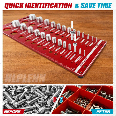 Go To 70 Size Nut And Bolt Thread Checker With 26 Standard 26 Metric And 18 Drill Gauges Bolt Size Finder Tool with ruler