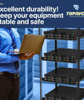 Heavy Duty 1U Server Rack Shelf 3 Pack Featuring Four Post Mount Tray Compatible With Standard 19 Inch Racks with networking gear.