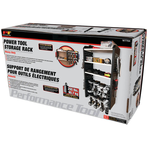 Box of Heavy Duty 17 Inch Five Level Power Tool Storage Rack with 200 Pound Capacity, 9 Gauge Solid Steel Frame, Powder Coat Finish