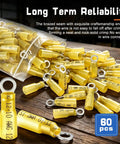 Badass Heavy Duty Heat Shrink Ring Terminals Waterproof Crimp Wire Connectors Quarter Inch Copper Lugs Awg 12 To 10 Adhesive Sealed pack of 60