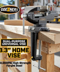 3.3 Inch Bench Vise For Woodworking And Metalworking Heavy Duty Cast Iron Clamp Vise With 360 Degree Swivel Base on table
