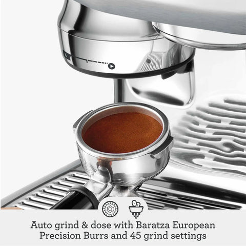 Close-up of Oracle Jet Espresso Machine With Precise Temperature Right Bean Dosing And Microfoam For Latte Art Four Keys Formula