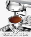Oracle Jet Semi Automatic Espresso Machine featuring precise heat control with portafilter and ground coffee.