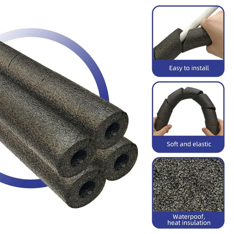 Two Pack 15.7 Inch Pipe Insulation Foam Tube With Spiral Snake Design, easy installation, waterproof, soft texture, close-up.