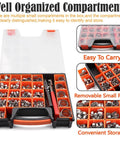 560 Pcs 22 Sizes 304 Stainless Steel Stepless Single Ear Hose Clamp Kit With Ear Clamp Pincer Tool in organized compartments