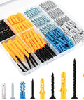 270 Piece Wall Anchors Kit For Drywall And Concrete Includes Five Essential Sizes With 27 Sets Each Plastic Anchors And Phillips Wood Screws