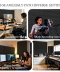 Gamechanging 1 Pack Egg Crate Acoustic Foam Panels enhancing audio clarity in diverse settings including a game cabin and studio.
