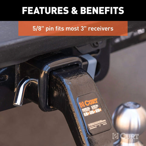 Heavy Duty Five Eighths Inch Hitch Lock Pin With One Quarter Turn Deadbolt, 18,000 Lb Security on trailer receiver