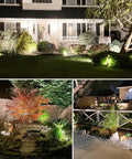 24 Pack Low Voltage LED Landscape Lights With Connectors For Outdoor Pathways And Gardens, 12W Warm White Spotlight illuminating garden