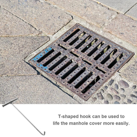 Heavy Duty Stainless Steel Manhole Cover Hook Lift Tool For Easy Grate Pulling And Door Lifting next to metal grate