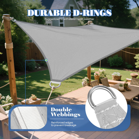 10x13 Ft Waterproof Sun Shade Sail Rectangle Canopy Cover With UV Protection For Outdoor Patio Pergola Backyard Garden Light Gray