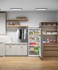 Twenty One Cubic Feet Upright Convertible Refrigerator Freezer Combo With Adjustable Drawers For Stashing Fresh Groceries And Keeping Cold Bevvies Chilled In Your Garage in a modern kitchen.