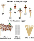 Cupcake toppers with owl designs, including 'Happy Birthday' sign, glue dots, and sticks for cake decoration.