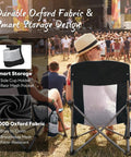 Foldable Camping Beach Chair For Adults With Cup Holders, low profile high back, extra wide seat, at outdoor concert