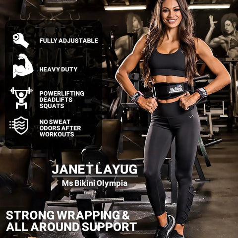 Superior Nylon Weight Lifting Belt Four Inch Wide Core Support Waist Strap built rock solid on athlete in gym setting.