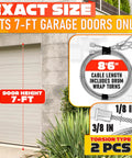 Heavy-Duty 8 Ft 6 In Garage Door Cables For 7 Ft Doors, 304 Steel Galvanized Cables, Pack Of 2, Corrosion Resistant Image