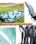 Lawn aerator shoes with spikes for heavy duty yard work, four adjustable straps, green PP plastic construction, soil perforation tool