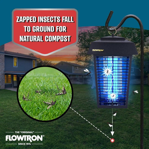 Outdoor Bug Zapper For 1 Acre Coverage With 40W UV Bulb And 5600V Kill Grid Mosquito Attractant Cartridge Included Hangable Lantern Insect Trap That Takes Down Flying Pests Fast