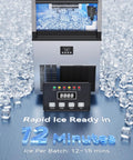 Beast High Capacity Commercial Ice Maker For Home Bar And Cafe 200 Lbs Per Day With digital display and scattered ice cubes