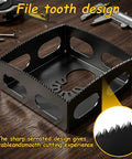 2-Pack Square Slot Cutter Set For Oscillating Multi-Tool showcasing serrated edge for drywall outlet box openings.