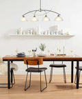 Contemporary Alabaster Frosted Glass Pendant Lighting for Kitchen Island in Brushed Nickel Finish over dining table.