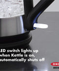 Cordless Glass Electric Kettle With 1.75 Liter Capacity Borosilicate Glass For Pure Taste LED Power Indicator Auto Shutoff When Boiling