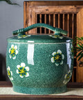 Heavy Duty Ceramic Rice Jar With Tight Porcelain Lid For Flour Sugar And Coffee Beans Classic Kitchen Food Storage Container