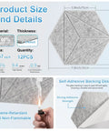 Hexagon Acoustic Panels Dead Ass Soundproof Foam Wall Tiles High Density Noise Dampeners with peel and stick design and flame-resistant material.