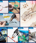 Dual Function Soldering Station With Hot Air Rework Kit 2 In 1 Digital Display Iron For Electronics Repair Portable SMD Rework Station 8898 Style Celsius And Fahrenheit Readout Auto Sleep And Easy Setup used in various electronics repair and crafting applications.