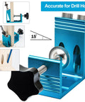 Pro Grade All In One Pocket Hole Jig Kit For Precise Dowel Drill Joinery And Screws In Woodworking Projects For DIY Hobbyists And Pros With Durable Metal Construction For Flush And Angled Holes Upgrade Version shown in blue metal with clamp and drill guide features.