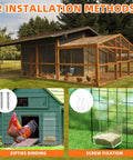 Clear Acrylic Oyster Shell And Grit Feeder For Chickens With Heavy Duty Lid And No Sweat Wall Mount Clips displayed during installation methods.