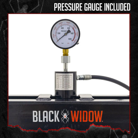 Pressure gauge on 20 Ton Shop Press With Pneumatic Or Hand Pump, Heavy Duty Metal Bending And Straightening Tool for Home Mechanics