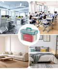 1 Pack Plastic Medicine Storage Kit All In One With Detachable Green Tray And Eight Grid Compartments Clear First Aid Storage Box With Sturdy Handles Portable Household Organizer for Meds And Small Supplies in classroom, office, living room, bedroom settings.