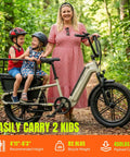 Family Electric Bike With Built In Child Seat For Safe Family Rides 1500W Peak Motor 20 Inch Fat Tire Ebike in forest path