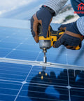 10 Pcs Solar Panel Clamps For Unistrut System And Mounting Bracket Kit being installed on rooftop with drill