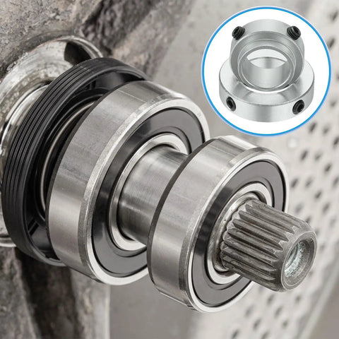 Four Pack Aluminum Shaft Collars 5/16 Inch ID, 5/8 Inch OD, 3/8 Inch Thick Locking Collars on industrial shaft