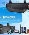 Waterproof Triangle Bike Bag With Side Pocket And Reflective Under Tube Storage For Road And Mountain Cycling Travel One Point Eight Liters Capacity Keeps Water Bottle Cage Clear Minimal Interference Stable Fit On Every Ride Road Trip Ready with 1.8L labeled dimensions and accessories