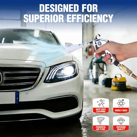 Tornado Nozzle Air Blow Gun For Car Detailing And Home Cleaning used on car in workshop setting