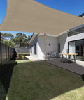 Waterproof Sun Shade Sail Canopy Awning Shelter 10x13 Feet For Backyard Patio Garden Carport UV Block Khaki, easy setup, installed view