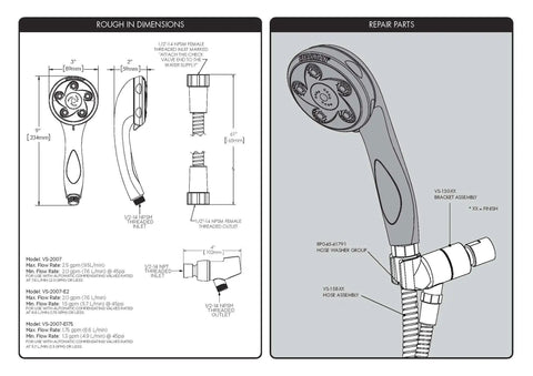 Napa Removable Hand Shower Head And Hose In Polished Brass 2.5 GPM With Anystream 360 Rotation 5 Adjustable Jets And 12 Massage Sprays For A Spa Like Shower At Home
