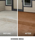 Before and after showing Level Up Your Patio Game With This Hassle Free Semi Transparent Decorative Stain Evening Mesa One Gallon use.