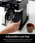 Espresso And Coffee Maker Barista System With Built In Frother Three Espresso Brew Styles Nespresso Capsule Compatible 19 Bar Pressure For Rich Crema At Home Cafe Quality Espresso Cappuccino And Latte Maker Black with adjustable cup tray in use