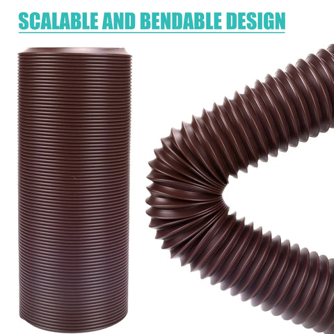 2 Pack Flexible Downspout Extensions With Diverter, Extendable From 21 To 58 Inches, Brown, Drain Pipe Connector For Most Residential Downspouts, Bendable To Redirect Rainwater And Shield Foundations, Built Tough And Easy To Install