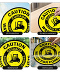 Forklift Traffic Warning Sign Set 5 Pack Bilingual Look Out For Lift Trucks Floor Stickers 17 By 17 Inches Self Adhesive Vinyl Waterproof Anti Slip Signage