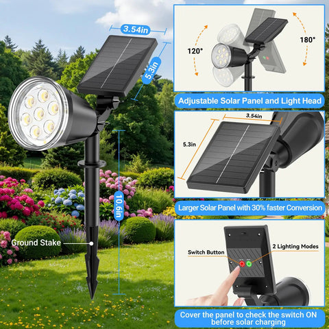 Badass Brightness Tough As Nails Solar Spotlights Cool White 1000 Lumen Adjustable Waterproof Landscape Lighting For Yard Pathways Trees Flags Zero Hassle Setup Rugged Frame