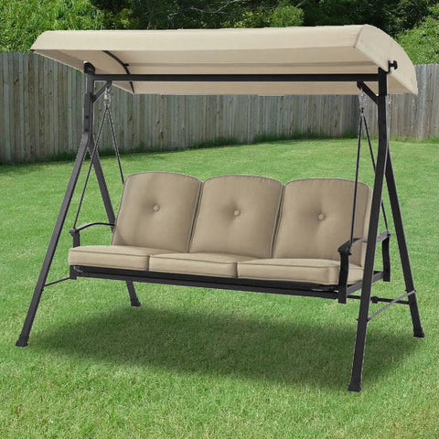 Replacement Canopy For Belden Park Swing Version I 76 Inch By 48 Inch Beige 350 Denier Polyester Fits Model RUS498X Only
